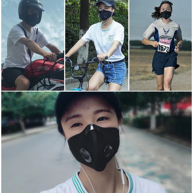 Cycling Face Mask Filter Pm2.5 Anit-fog Breathable Dustproof