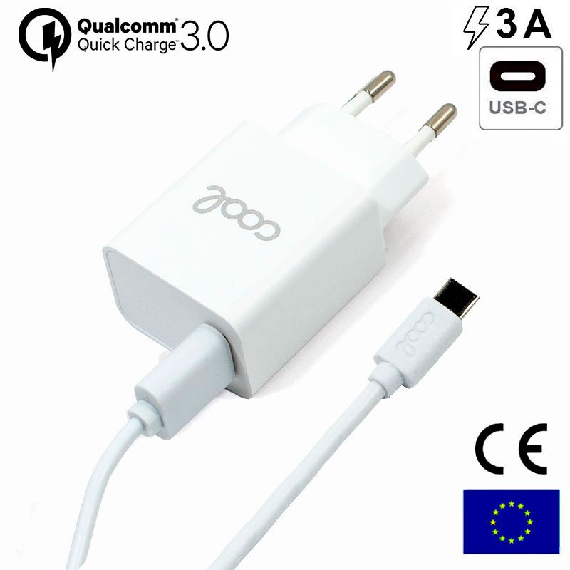 kiboTEK_CHARGER_TYPE_C_TYPE_C_3A_WHITE_001 Cargador Red Conector Tipo-C Universal 3Amp (Carga Rápida) COOL Kit 2 en 1 Blanco – Image 1