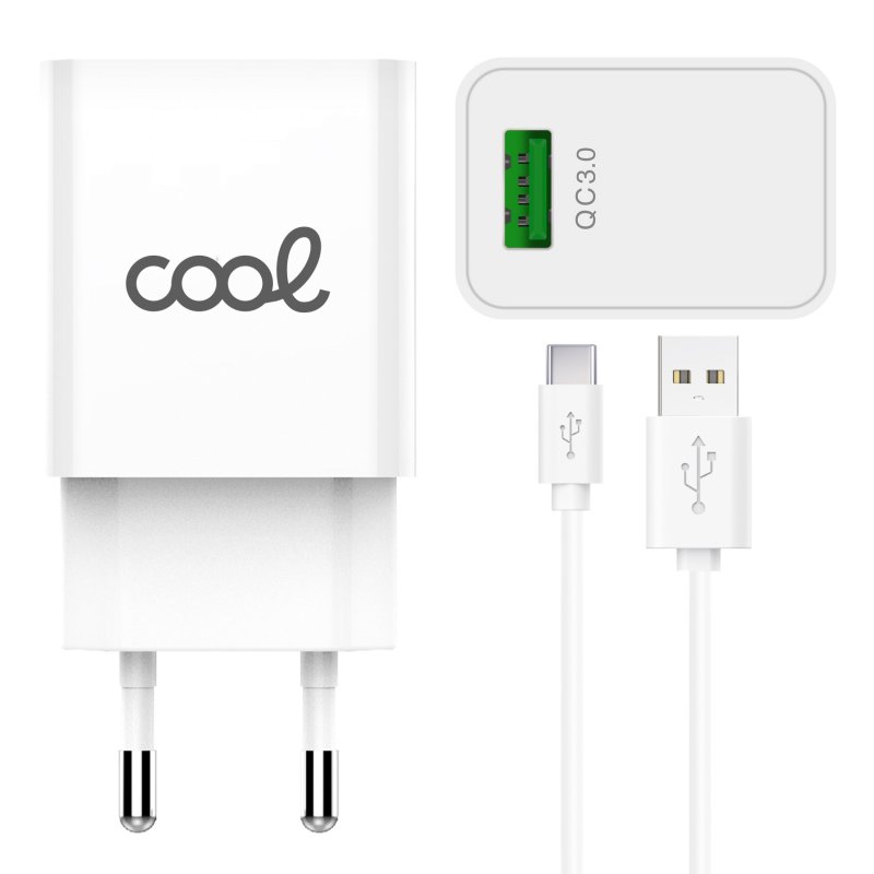 Cargador Red Conector Tipo-C Universal 3Amp (Carga Rápida) COOL Kit 2 en 1 Blanco – Image 2