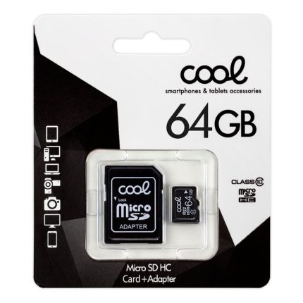 Cartão de Memória Micro SD com Adaptador. x64 GB COOL (Classe 10)
