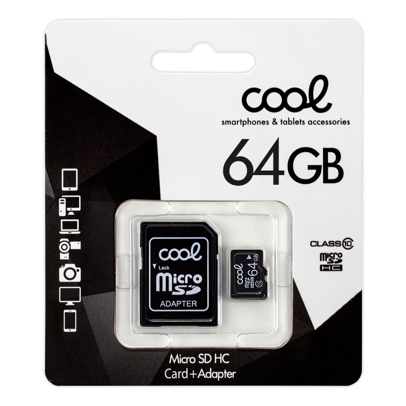 Acheter une carte mémoire Micro SD avec Adapt. x64 GB COOL (Classe 10) -  kiboTEK