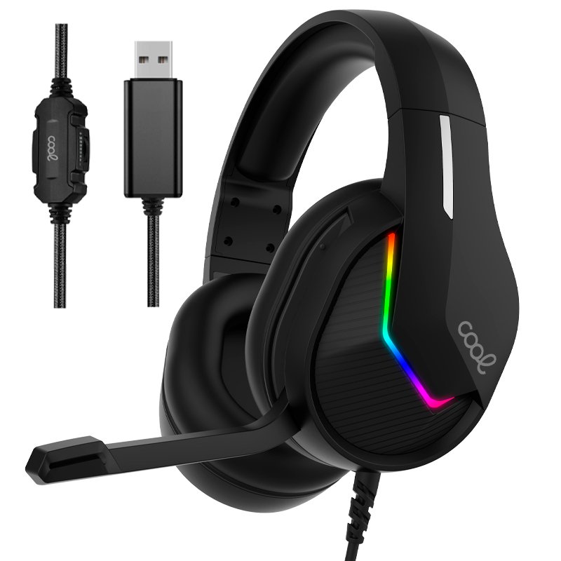 Buy Stereo PC / PS4 / PS5 / Xbox Gaming Headphones Lighting COOL Storm  Black USB 7.1 - kiboTEK
