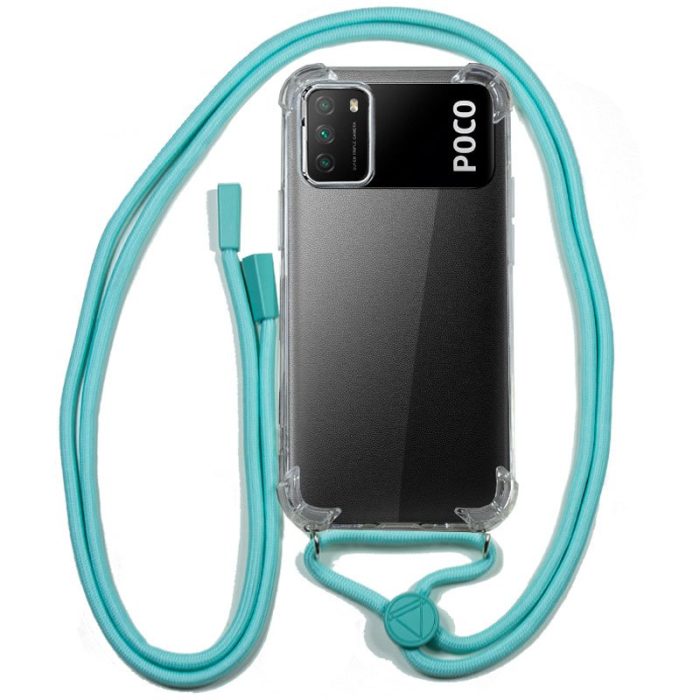 carcasa cool para xiaomi pocophone m3 redmi 9t cordon celeste