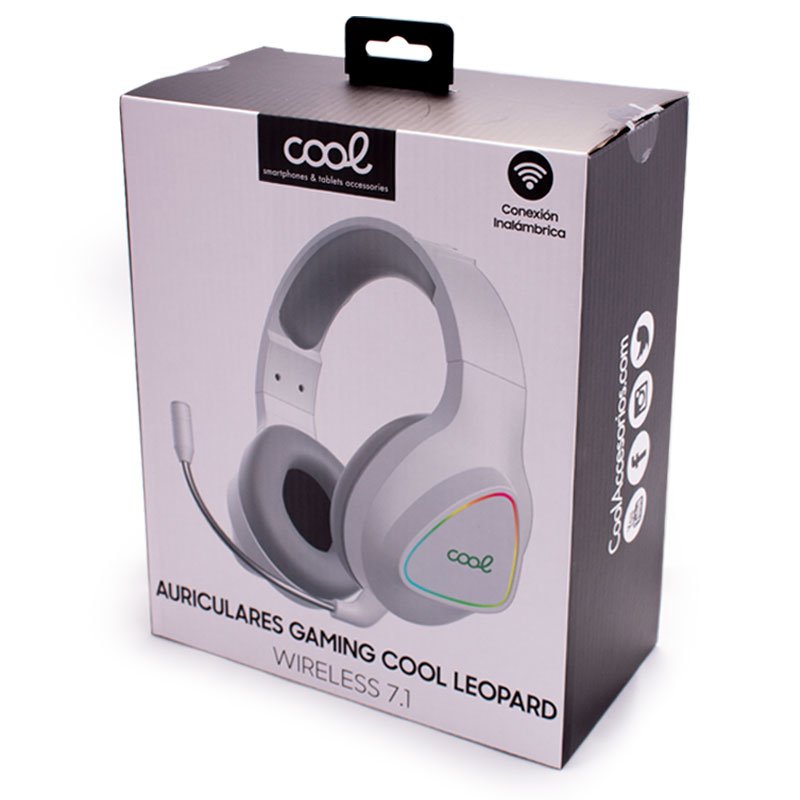 Auricolari gaming stereo wireless per PC / PS4 / PS5 COOL Leopard 7.1  bianco - Cool Accesorios