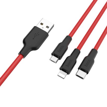 Câble USB vers Lightning Câble de charge Micro-USB Type-C Noir-Rouge