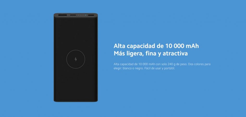 Batería Portátil Xiaomi 10W Wireless Power Bank 10000 Black