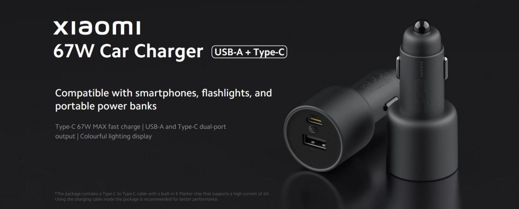 Buy Xiaomi 67W Car Charger (USB-A + Type-C) car charger ▷ Xiaomi Store at  kiboTEK Spain Europe®
