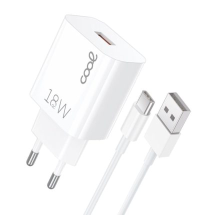 Chargeur Secteur Connecteur Universel Type-C 3Amp (Charge Rapide) COOL Kit 2 en 1 Blanc 18W