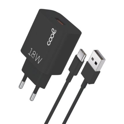 Netzwerk-Ladegerät, universeller Typ-C-Anschluss, 3 Ampere (Schnellladung), COOL Kit 2 in 1, Schwarz, 18 W