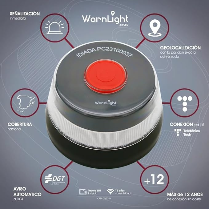 Baliza Luz Emergencia Coche Homologado DGT con Geolocalización - WarnLight 3.0 GEO 5 kiboTEK warnlight 009