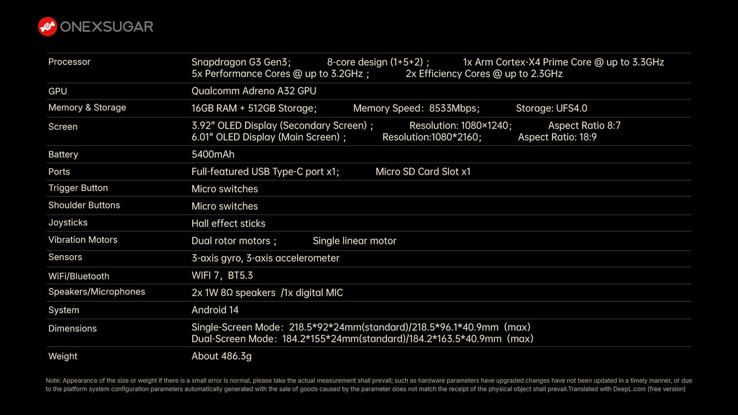 ONEXSUGAR Sugar 1 G3 Gen3 16Gb+512GB 27 kiboTEK ONEXSUGAR SUGAR 1 032