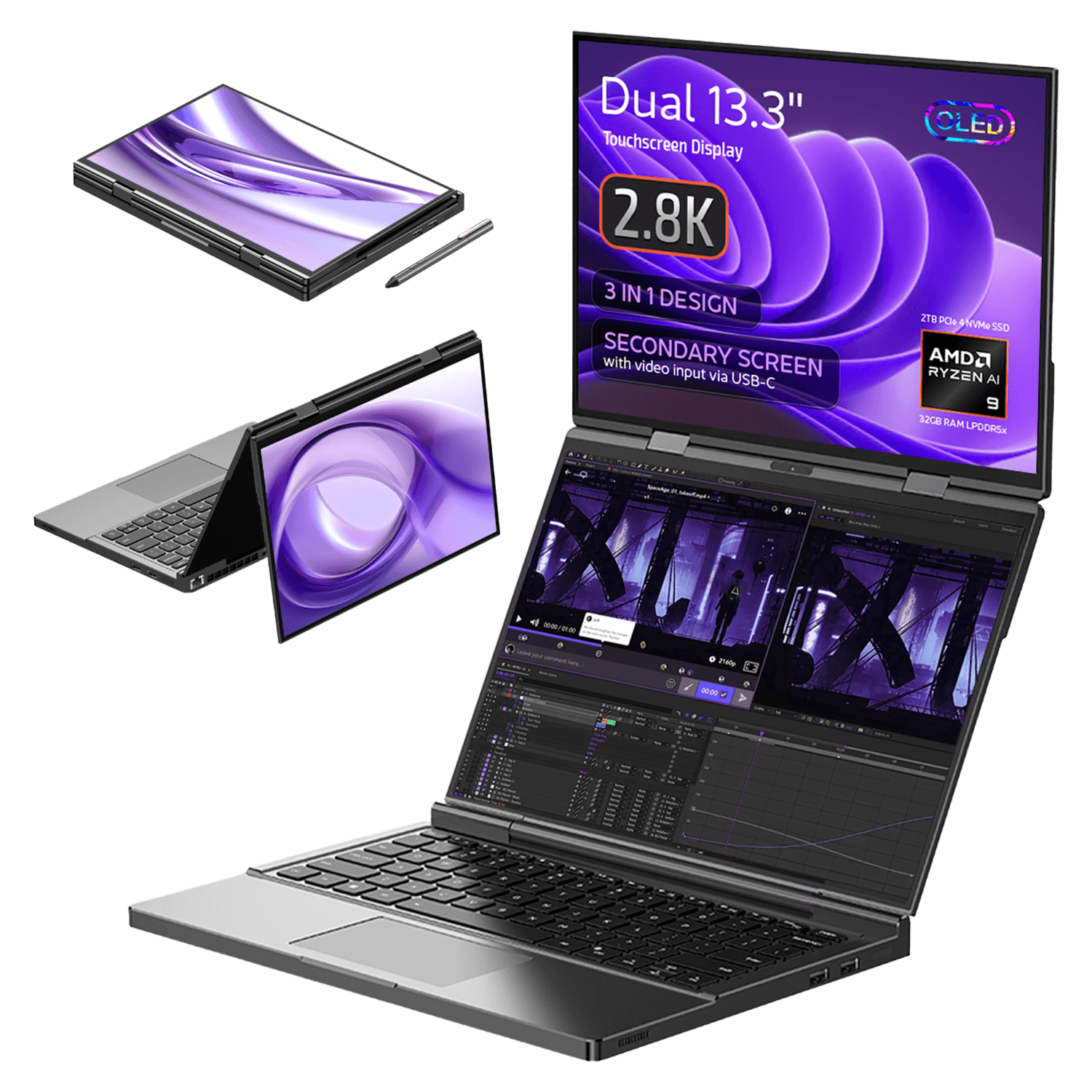 kiboTEK_GPD_DUO_055 GPD DUO 32GB+2TB AMD Ryzen Al 9 HX 370 - Imagen 1