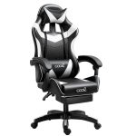kiboTEK Sillon Gaming Premium Negro Blanco Reposapies COOL 002