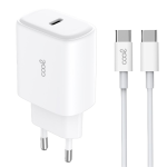 Universal Fast Adapt Power Adapter (PD) Type-C COOL (25W) White + Type-C to Type-C Cable