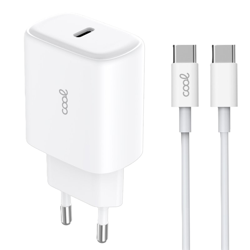 kiboTEK_TIPOC_TIPOC_25W_COOL_001 Cargador Red Universal Fast Adapt. (PD) Tipo-C COOL (25W) Blanco + Cable Tipo-C a Tipo-C - Image 1