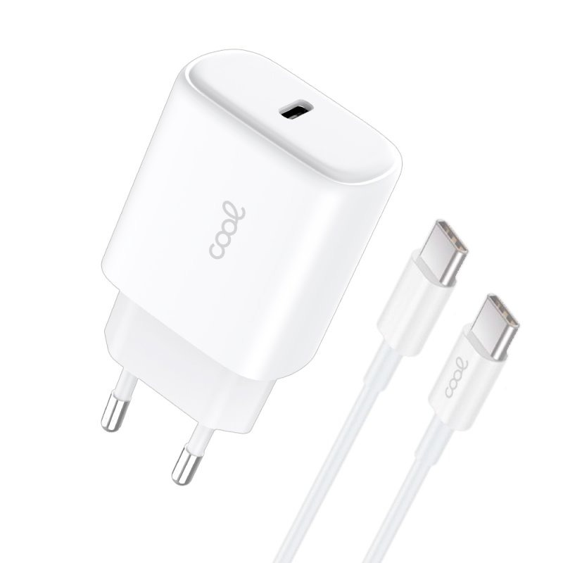 Cargador Red Universal Fast Adapt. (PD) Tipo-C COOL (25W) Blanco + Cable Tipo-C a Tipo-C - Image 3