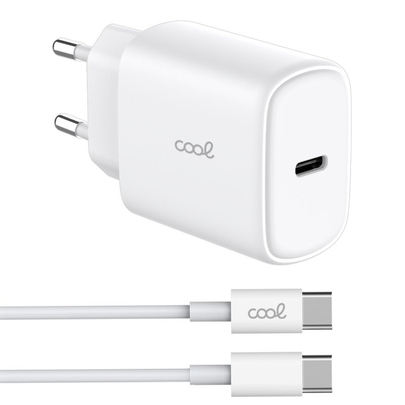 Cargador Red Universal Fast Adapt. (PD) Tipo-C COOL (25W) Blanco + Cable Tipo-C a Tipo-C - Image 5